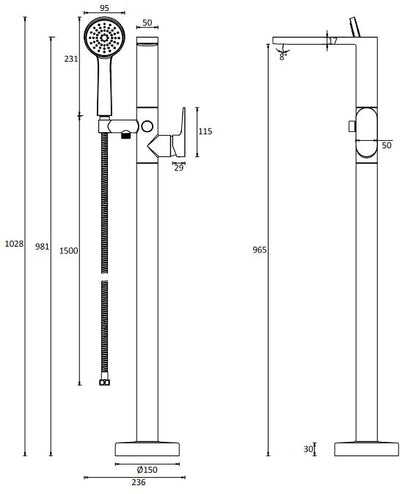 Crosswater Drift Floor Standing Bath Shower Mixer Matt Black