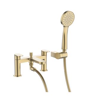 Drift Deck Mounted Bath Shower Mixer in Brushed Brass w/ 2TH