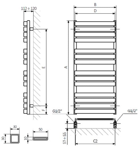 Crosswater Celeste Towel Warmer 500 x 1000mm