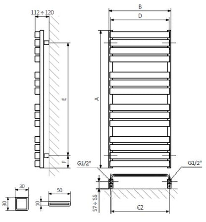 Crosswater Celeste Towel Warmer 500 x 1000mm