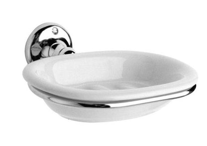 Victrion Wall Mounted Ceramic Soap Dish Holder in Chrome