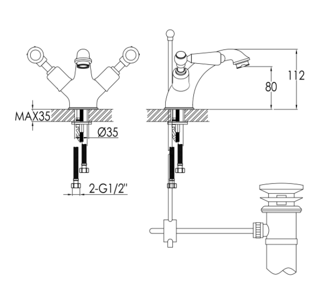 Just Taps Grosvenor Lever Basin Mixer With Pop Up Waste - Nickel