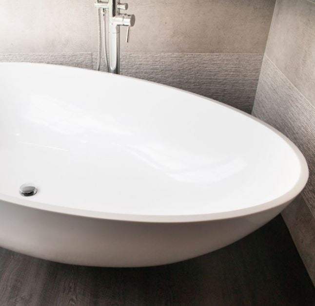 BC Designs Gio 1645 x 935mm Composite Free Standing Bath Double Ended Polished White