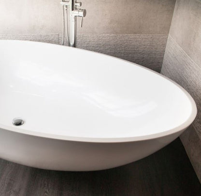 BC Designs Gio 1645 x 935mm Composite Free Standing Bath Double Ended Polished White