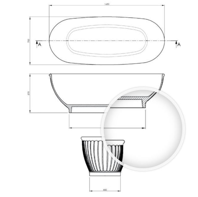 BC Designs Casini 1680 x 750mm Composite Free Standing Bath Double Ended Polished White