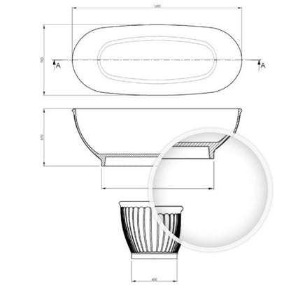 BC Designs Casini 1680 x 750mm Composite Free Standing Bath Double Ended Polished White