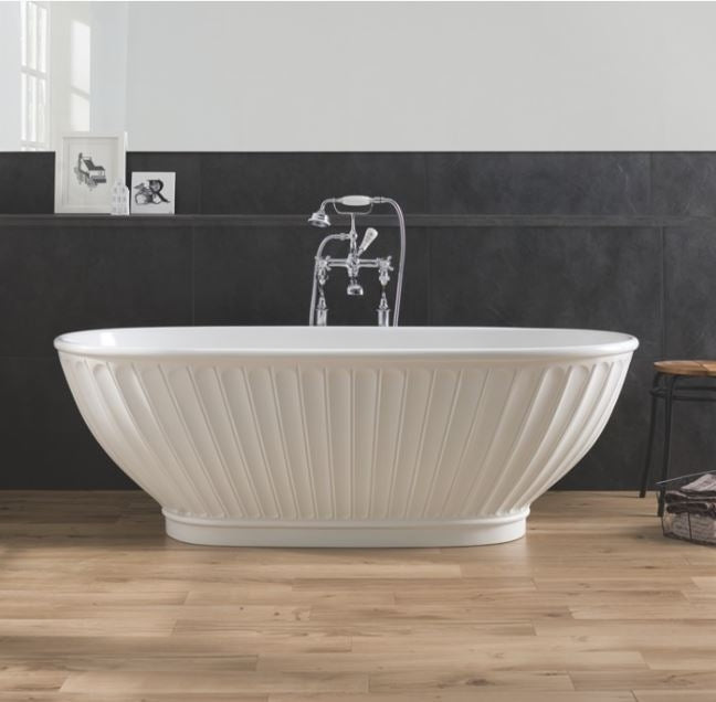 BC Designs Casini 1680 x 750mm Composite Free Standing Bath Double Ended Polished White