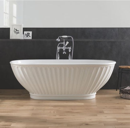 BC Designs Casini 1680 x 750mm Composite Free Standing Bath Double Ended Polished White