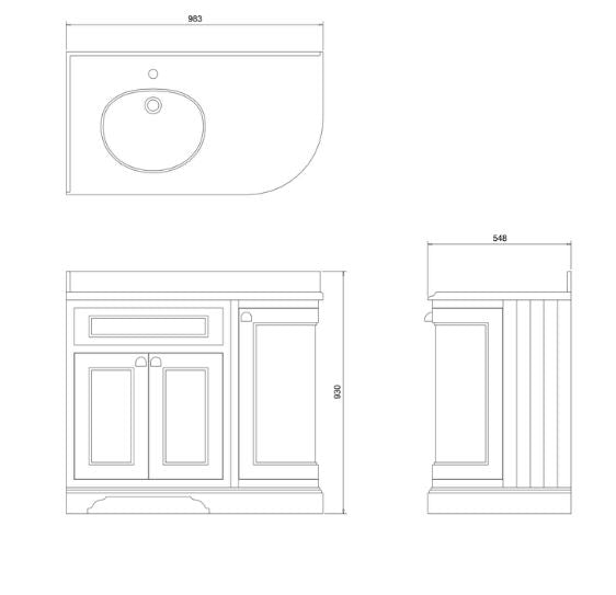 Burlington Freestanding 100 Corner Vanity - Matt White