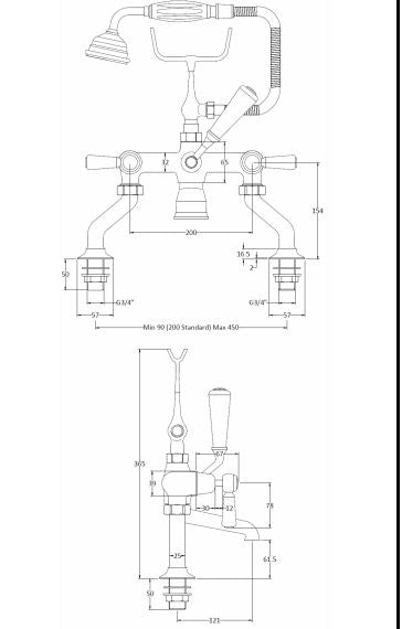 BC Designs Victrion Lever Deck Mounted Bath Shower Mixer