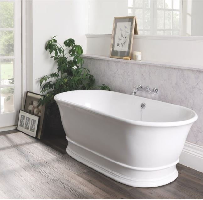 BC Designs Bampton 1555 x 740mm Composite Free Standing Bath Double Ended Polished White