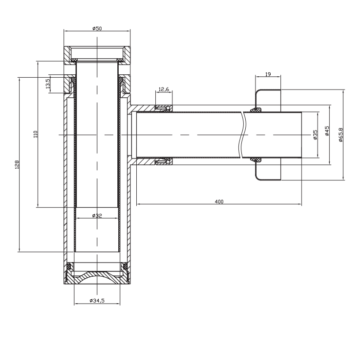 Crosswater MPRO Millennium Bottle Trap With 400mm Extension Pipe Matt Black