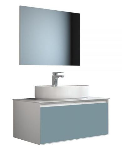 Essentials Essence 800mm single Drawer cabinet in Duck Egg Blue