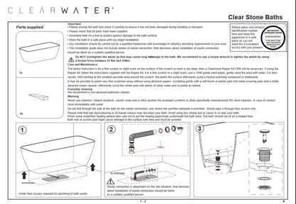 Clearwater Uno 1550 x 725mm ClearStone Double Ended Bath