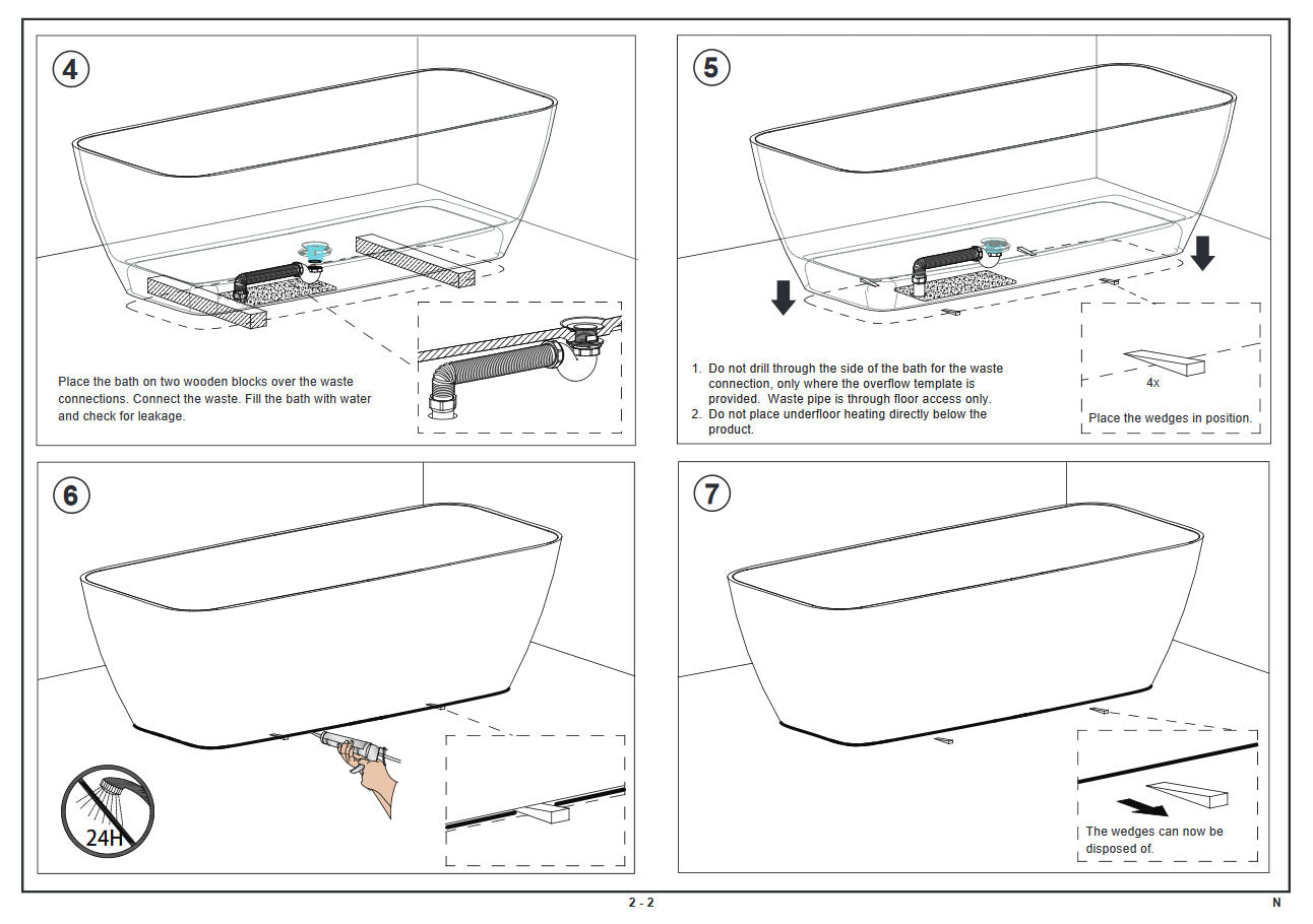 Clearwater Uno 1550 x 725mm ClearStone Double Ended Bath