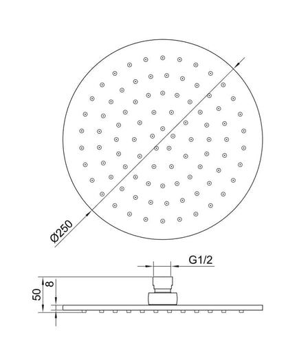 Round Shower Head 250mm Brushed Brass