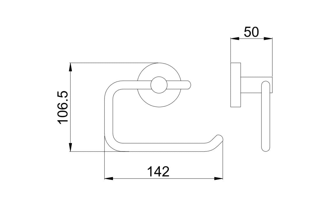 106.5 x 142 x 50mm Toilet Paper Holder Brushed Brass Finish
