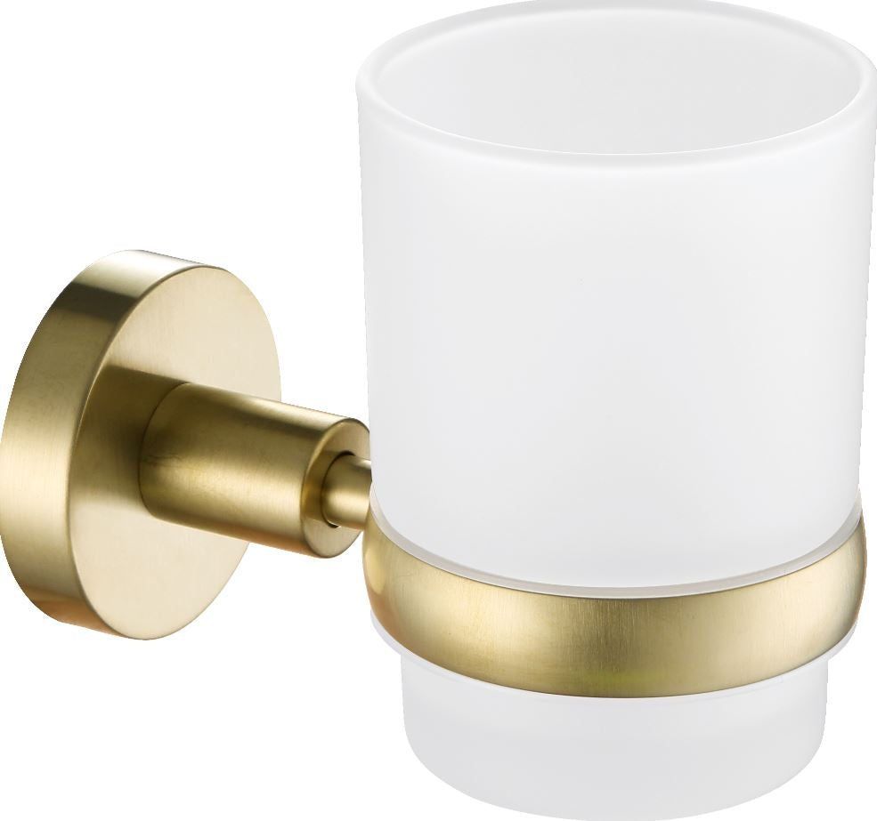 96 x 68 x118mm Circular Tumbler Holder Brushed Brass