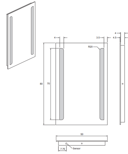 Crosswater Elite 800mm x 500mm Side Illumination Led Mirror
