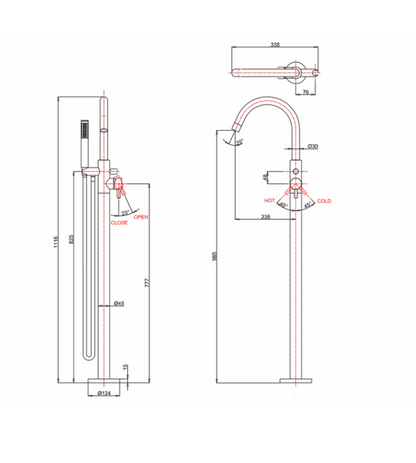 Crosswater MPRO Free Standing Bath Shower Mixer w/ Handset