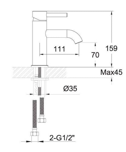 BDC Single Lever Basin Mixer Black Chrome