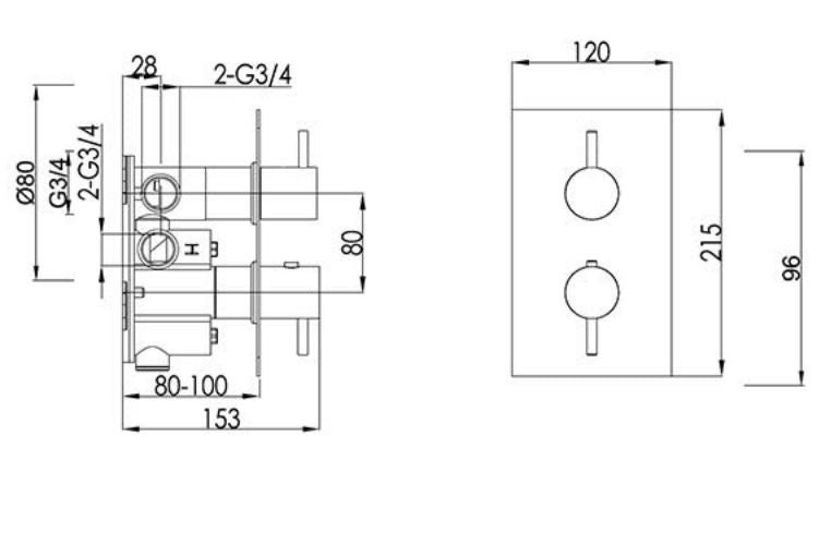 One Outlet Thermo Concealed Valve Black Chrome