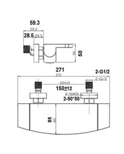 Just Taps Flow Wall Mounted Bath Shower Mixer With Kit