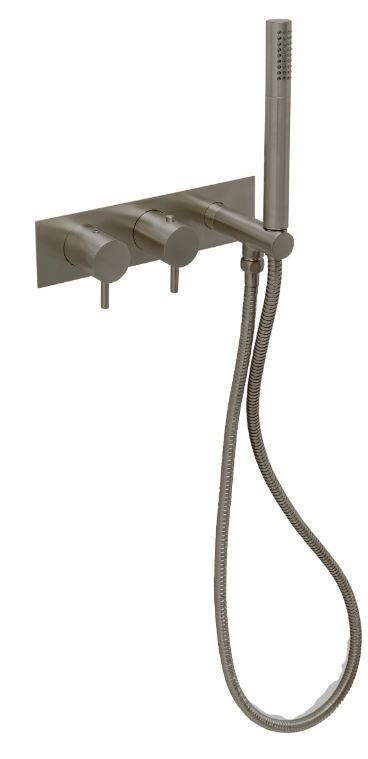 Therm. 2 Outlet Shower Valve & Handset Black Chrome