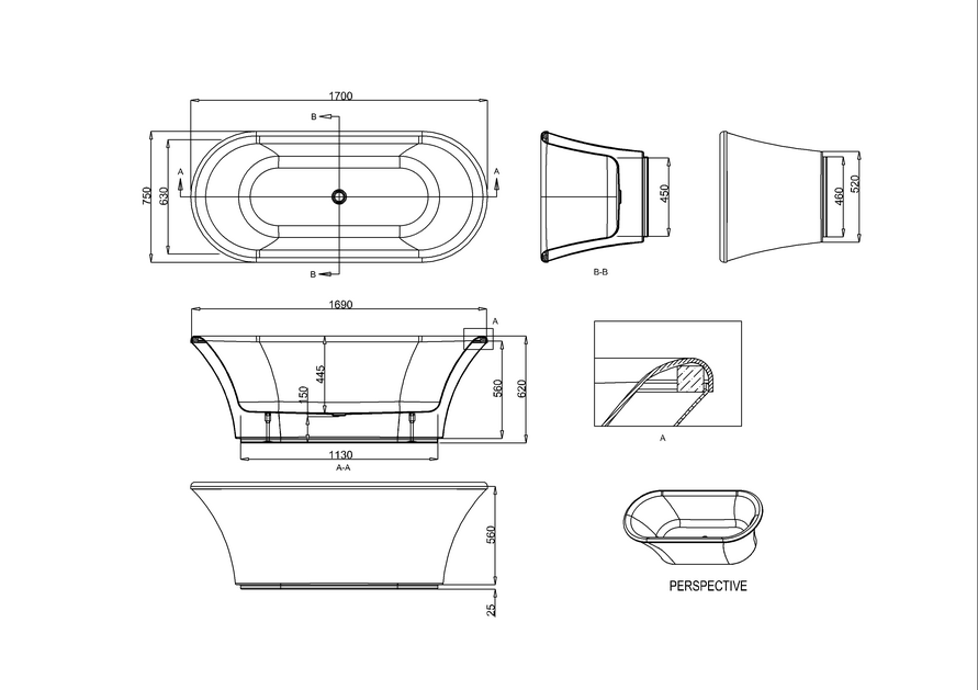 Burlington Brindley soaking tub with surround