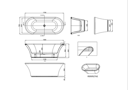 Burlington Brindley soaking tub with surround