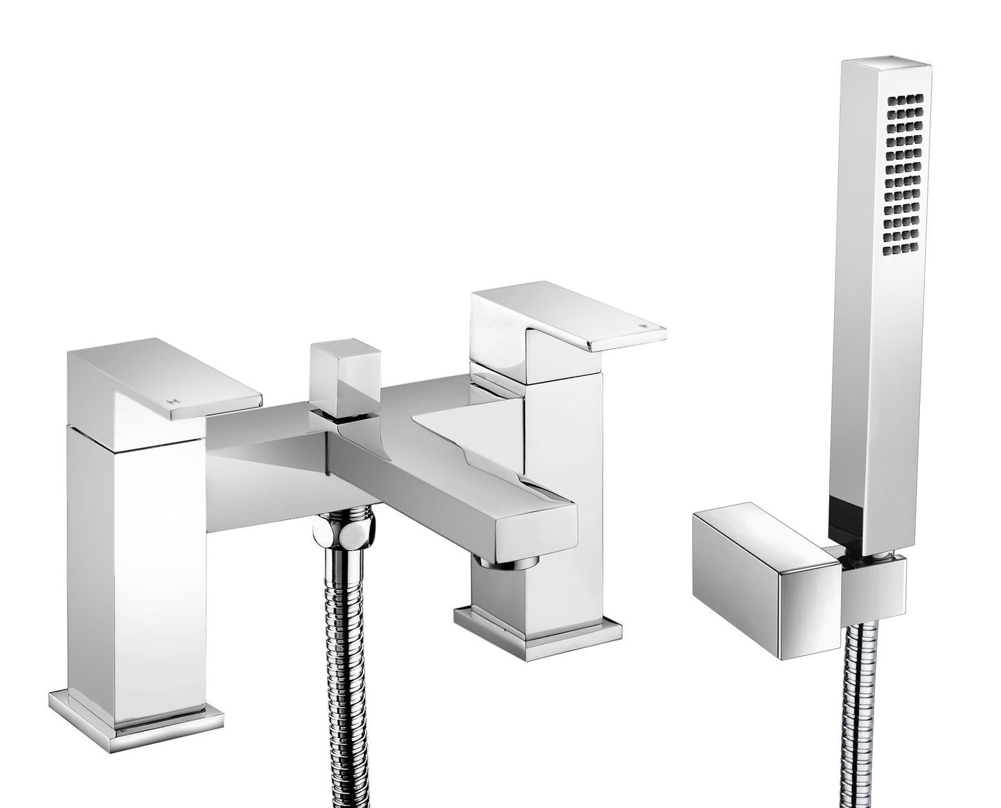 Square Chrome Bath Shower Mixer Inc Hose & Handset