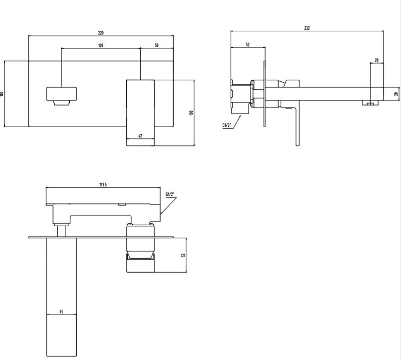 Modern Faucet Design- Square Chrome Wall Mounted Basin Mixer