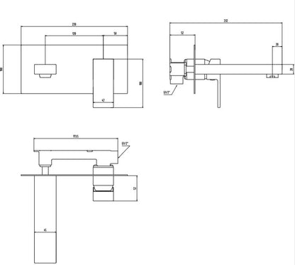 Modern Faucet Design- Square Chrome Wall Mounted Basin Mixer
