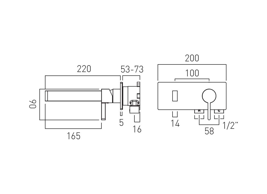 VADO Edit Wall Mounted Basin Mixer Tap