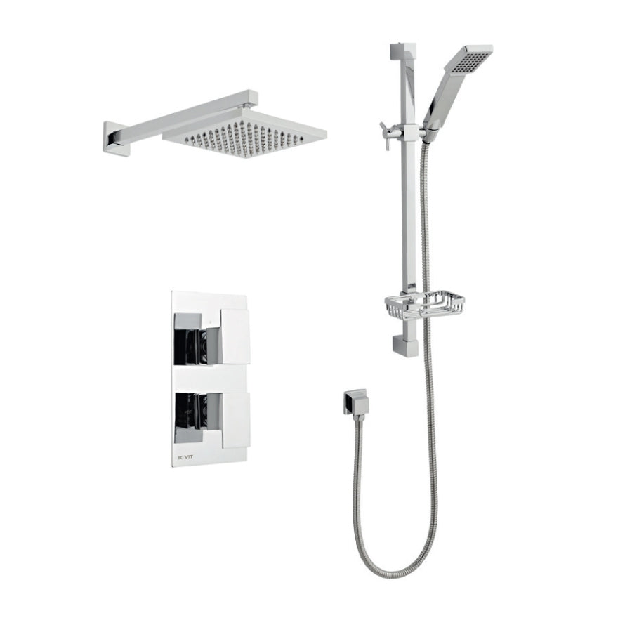 SW6 Element Thermostatic Concealed Shower with Adjustable Slide Rail Kit & overhead Drencher Option 3