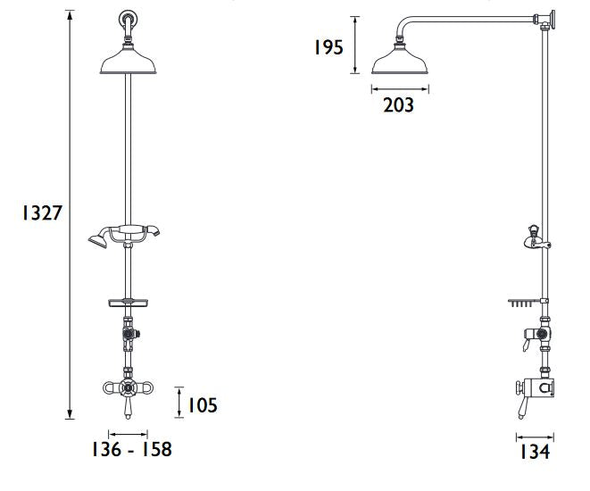 Trinity Exposed Shower Valve With Rigid Riser and Diverter Chrome