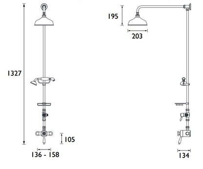 Trinity Exposed Shower Valve With Rigid Riser and Diverter Chrome