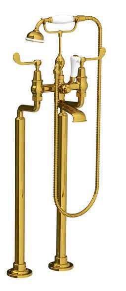 Lefroy Brooks Connaught Lever Bath Shower Mixer With Standpipes & Extended Cranked Legs - Chrome