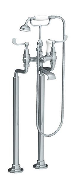 Lefroy Brooks Connaught Lever Bath Shower Mixer With Standpipes & Extended Cranked Legs - Chrome