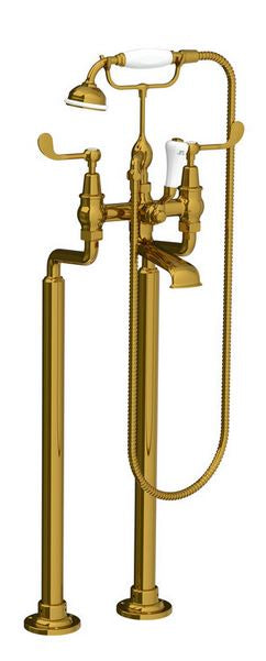 Lefroy Brooks Connaught Lever Bath Shower Mixer With Standpipes & Extended Cranked Legs - Chrome