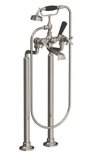 Lefroy Brooks Mackintosh Bath Shower Mixer With Standpipes & Extended Cranked Legs - Silver Nickel