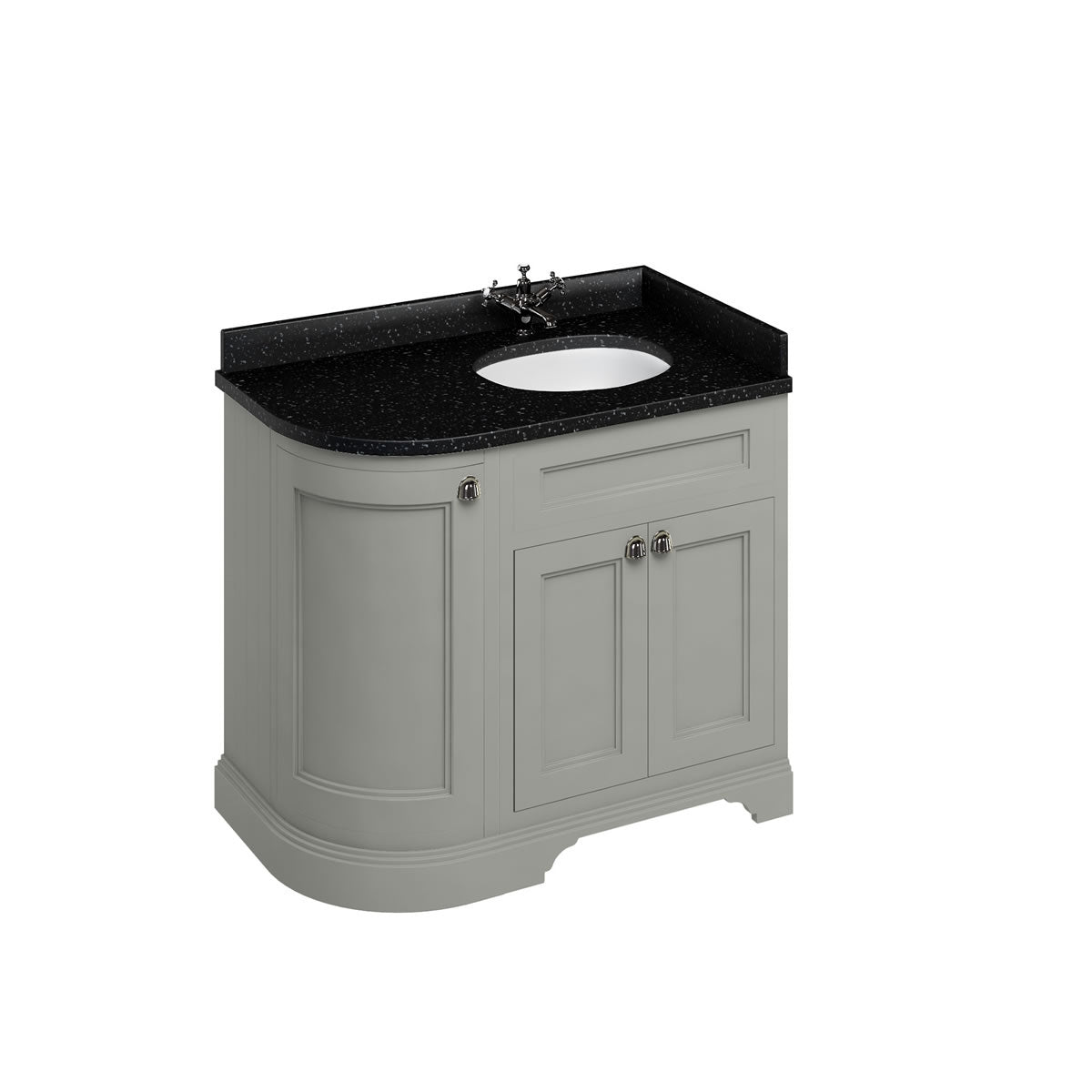 Burlington Freestanding 100 Vanity Unit RH w/ White Basins