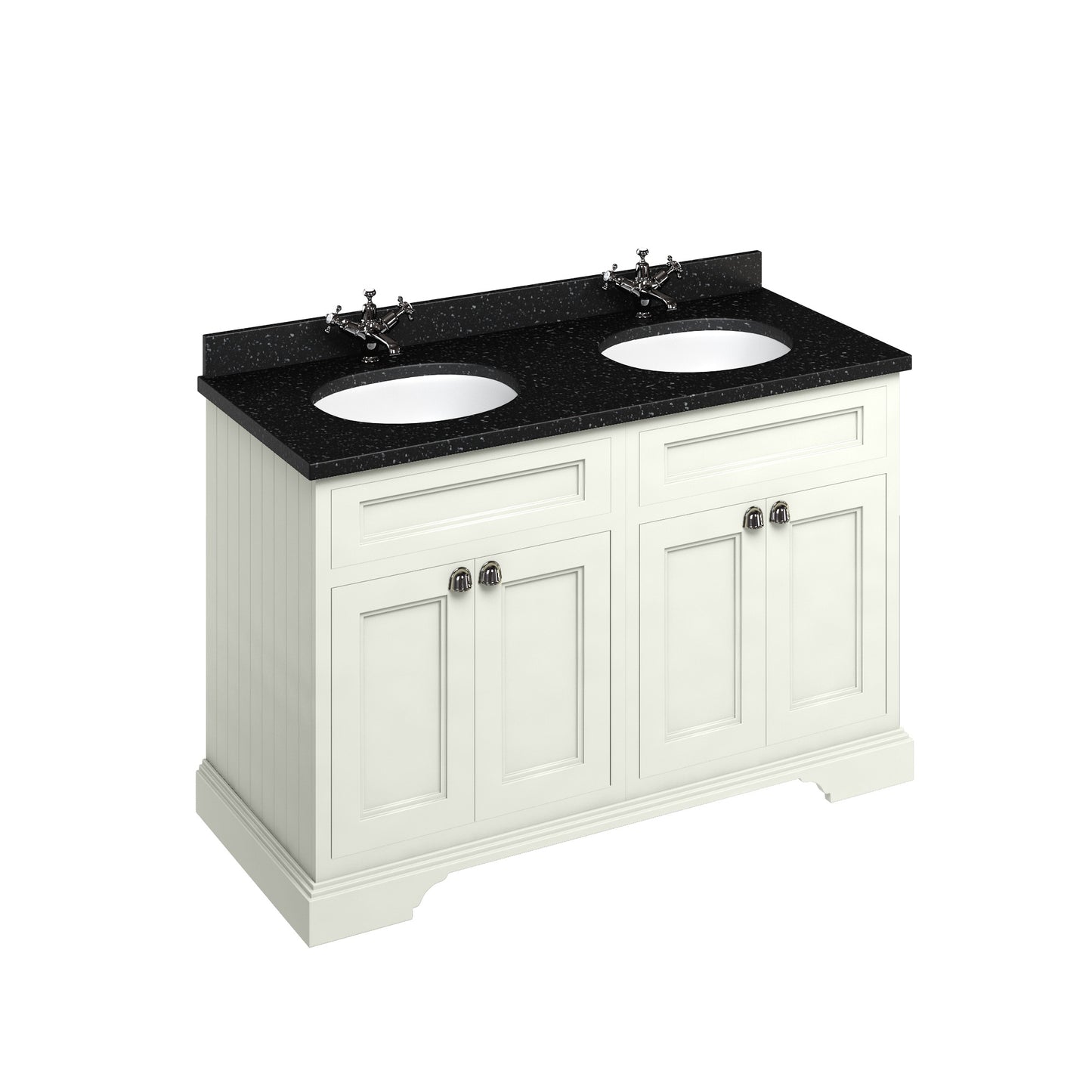 Burlington Freestanding 130 Vanity Unit w/ Doors & Basins