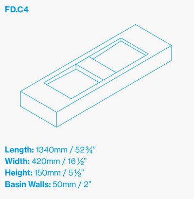 Kast Flor Double Basin 1340mm x 420mm (choose colour)