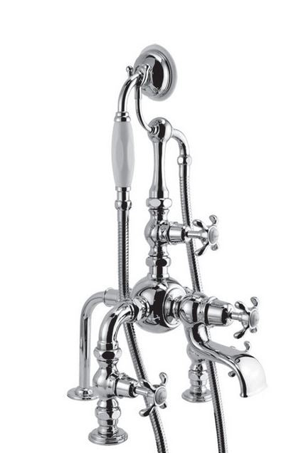 Lefroy Brooks La Chapelle Deck Mounted Bath Shower Mixer - Antique Gold