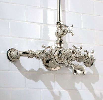 Lefroy Brooks La Chapelle Wall Mounted Bath Shower Mixer With Riser And 8" Shower Rose - Chrome