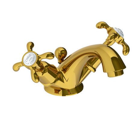 Lefroy Brooks La Chapelle Mono Bidet Mixer With Pop-Up Waste - Antique Gold