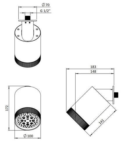 Crosswater Matt Black Multi function Mode Shower Head