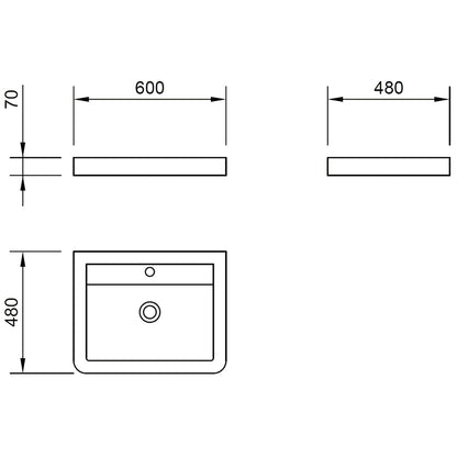 Pura Flite Floor Vanity Unit 600mm Single Drawer Including Basin