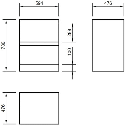 Pura Flite Floor Vanity Unit 600mm Single Drawer Including Basin